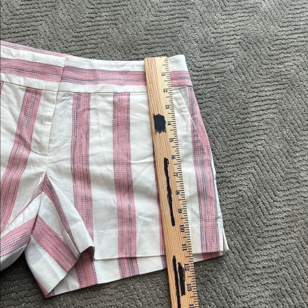 NEW Ann Taylor LOFT 100% Cotton White Pink Wide Stripe Print Shorts Size 00 - Picture 8 of 10